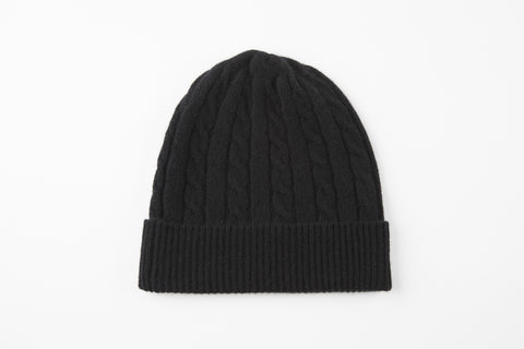Black Cable Knit Cashmere Hat - Vice Versa Hats