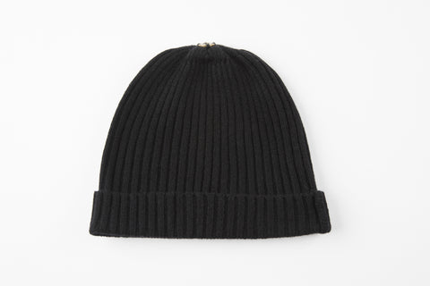 Black Ribbed Cashmere Hat - Vice Versa Hats
