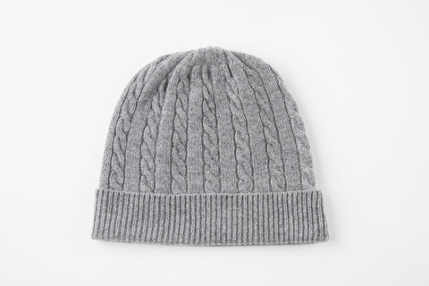 Gray Cable Knit Cashmere Hat - Vice Versa Hats