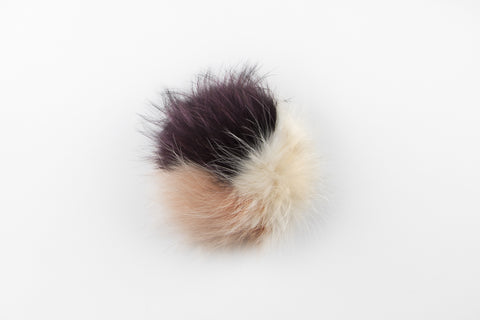 Multicolor Salmon, Winter White & Maroon Raccoon Poof - Vice Versa Hats