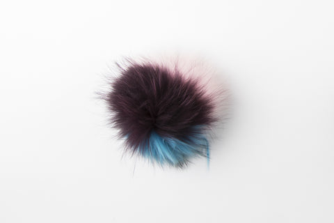 Multicolor Blue, Pink and Maroon Raccoon Poof - Vice Versa Hats