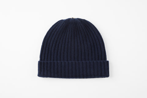 Navy Ribbed Cashmere Hat - Vice Versa Hats