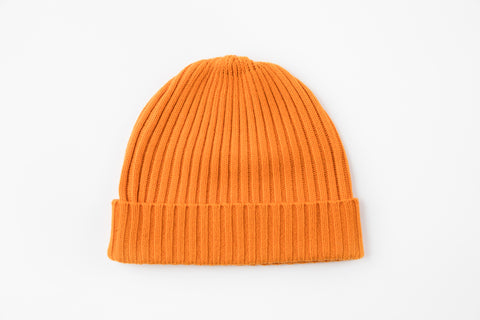 Orange Ribbed Cashmere Hat - Vice Versa Hats