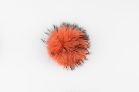 Dark Orange with Black Tips Raccoon Poof - Vice Versa Hats