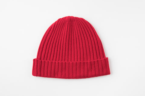 Red Cashmere Ribbed Hat - Vice Versa Hats